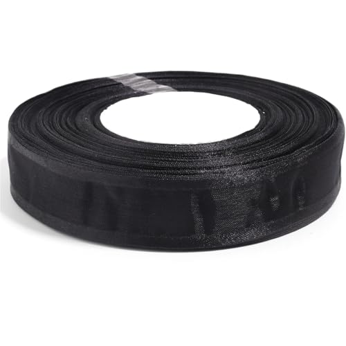 50 Yards/Lot 2,5 cm Sheer Chiffon Band Organza Satin Garn for DIY Nähen Bogen Handwerk Geschenk Verpackung Blumensträuße Party Weihnachten Decor(Black) von Generisch