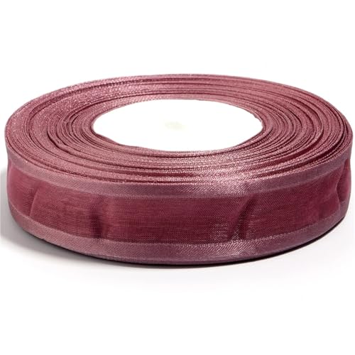 50 Yards/Lot 2,5 cm Sheer Chiffon Band Organza Satin Garn for DIY Nähen Bogen Handwerk Geschenk Verpackung Blumensträuße Party Weihnachten Decor(Deep Pink) von Generisch