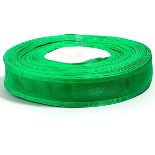 50 Yards/Lot 2,5 cm Sheer Chiffon Band Organza Satin Garn for DIY Nähen Bogen Handwerk Geschenk Verpackung Blumensträuße Party Weihnachten Decor(Green) von Generisch