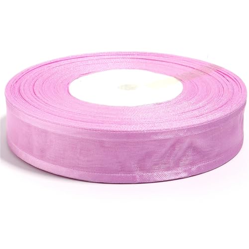 50 Yards/Lot 2,5 cm Sheer Chiffon Band Organza Satin Garn for DIY Nähen Bogen Handwerk Geschenk Verpackung Blumensträuße Party Weihnachten Decor(Light Purple) von Generisch