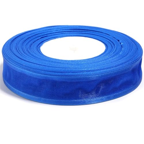 50 Yards/Lot 2,5 cm Sheer Chiffon Band Organza Satin Garn for DIY Nähen Bogen Handwerk Geschenk Verpackung Blumensträuße Party Weihnachten Decor(Sapphire) von Generisch