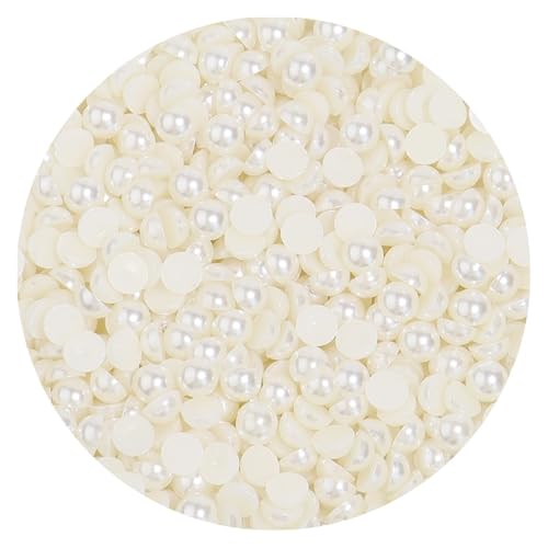 50 bis 500 Stück 2–14 mm Kunststoffperlen, halbrund, flache Rückseite, lose Perlen for DIY-Bastelprojekte, Nagelkunst-Dekoration(Beige,10mm 100Pcs) von Generisch