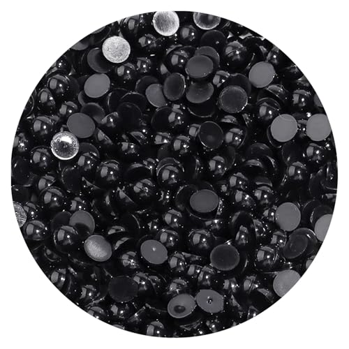50 bis 500 Stück 2–14 mm Kunststoffperlen, halbrund, flache Rückseite, lose Perlen for DIY-Bastelprojekte, Nagelkunst-Dekoration(Black,5mm 200Pcs) von Generisch