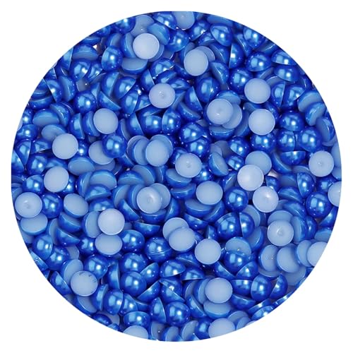 50 bis 500 Stück 2–14 mm Kunststoffperlen, halbrund, flache Rückseite, lose Perlen for DIY-Bastelprojekte, Nagelkunst-Dekoration(Blue,8mm 100Pcs) von Generisch