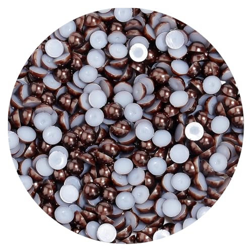50 bis 500 Stück 2–14 mm Kunststoffperlen, halbrund, flache Rückseite, lose Perlen for DIY-Bastelprojekte, Nagelkunst-Dekoration(Deep Brown,12mm 50Pcs) von Generisch