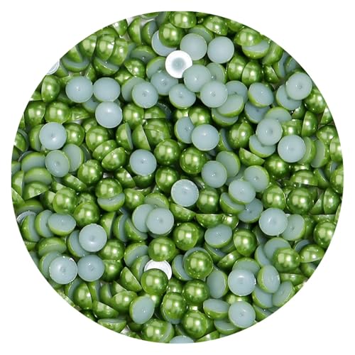 50 bis 500 Stück 2–14 mm Kunststoffperlen, halbrund, flache Rückseite, lose Perlen for DIY-Bastelprojekte, Nagelkunst-Dekoration(Deep Green,4mm 300Pcs) von Generisch