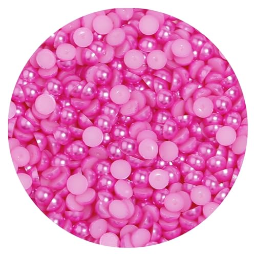 50 bis 500 Stück 2–14 mm Kunststoffperlen, halbrund, flache Rückseite, lose Perlen for DIY-Bastelprojekte, Nagelkunst-Dekoration(Deep Pink,3mm 400Pcs) von Generisch