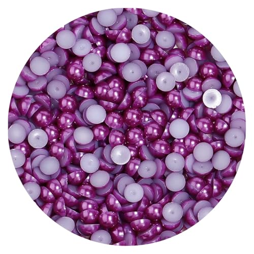 50 bis 500 Stück 2–14 mm Kunststoffperlen, halbrund, flache Rückseite, lose Perlen for DIY-Bastelprojekte, Nagelkunst-Dekoration(Deep Purple,3mm 400Pcs) von Generisch