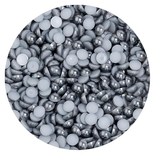 50 bis 500 Stück 2–14 mm Kunststoffperlen, halbrund, flache Rückseite, lose Perlen for DIY-Bastelprojekte, Nagelkunst-Dekoration(Deep Silver Grey,2mm 500Pcs) von Generisch