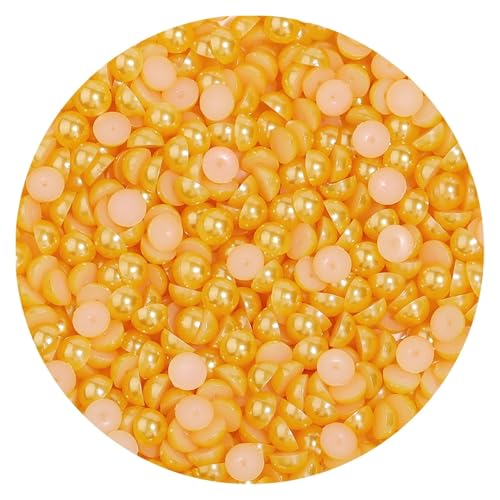 50 bis 500 Stück 2–14 mm Kunststoffperlen, halbrund, flache Rückseite, lose Perlen for DIY-Bastelprojekte, Nagelkunst-Dekoration(Gold Yellow,2mm 500Pcs) von Generisch