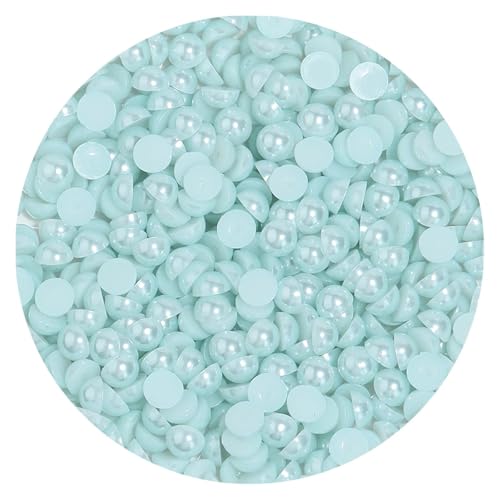 50 bis 500 Stück 2–14 mm Kunststoffperlen, halbrund, flache Rückseite, lose Perlen for DIY-Bastelprojekte, Nagelkunst-Dekoration(Light Blue,8mm 100Pcs) von Generisch