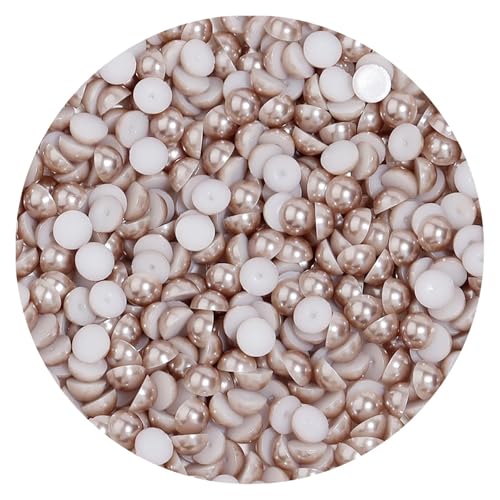 50 bis 500 Stück 2–14 mm Kunststoffperlen, halbrund, flache Rückseite, lose Perlen for DIY-Bastelprojekte, Nagelkunst-Dekoration(Light Brown,3mm 400Pcs) von Generisch