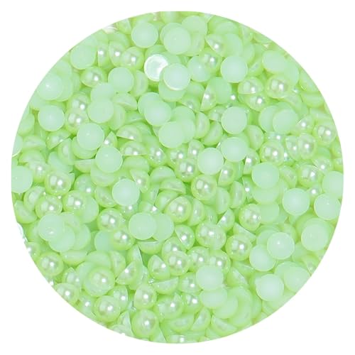 50 bis 500 Stück 2–14 mm Kunststoffperlen, halbrund, flache Rückseite, lose Perlen for DIY-Bastelprojekte, Nagelkunst-Dekoration(Light Green,8mm 100Pcs) von Generisch