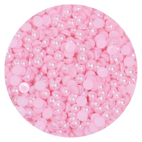 50 bis 500 Stück 2–14 mm Kunststoffperlen, halbrund, flache Rückseite, lose Perlen for DIY-Bastelprojekte, Nagelkunst-Dekoration(Light Pink 1,6mm 100Pcs) von Generisch