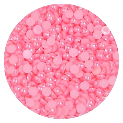 50 bis 500 Stück 2–14 mm Kunststoffperlen, halbrund, flache Rückseite, lose Perlen for DIY-Bastelprojekte, Nagelkunst-Dekoration(Light Pink 2,10mm 100Pcs) von Generisch