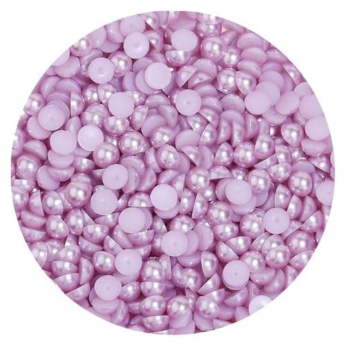 50 bis 500 Stück 2–14 mm Kunststoffperlen, halbrund, flache Rückseite, lose Perlen for DIY-Bastelprojekte, Nagelkunst-Dekoration(Light Purple,8mm 100Pcs) von Generisch