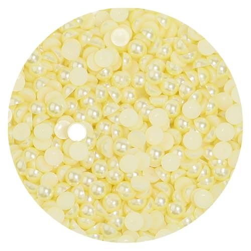 50 bis 500 Stück 2–14 mm Kunststoffperlen, halbrund, flache Rückseite, lose Perlen for DIY-Bastelprojekte, Nagelkunst-Dekoration(Light Yellow,3mm 400Pcs) von Generisch