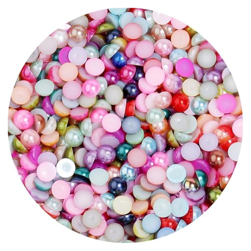 50 bis 500 Stück 2–14 mm Kunststoffperlen, halbrund, flache Rückseite, lose Perlen for DIY-Bastelprojekte, Nagelkunst-Dekoration(Mix Color,2mm 500Pcs) von Generisch