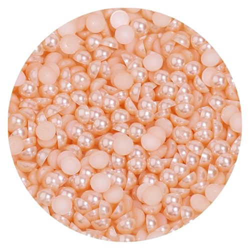 50 bis 500 Stück 2–14 mm Kunststoffperlen, halbrund, flache Rückseite, lose Perlen for DIY-Bastelprojekte, Nagelkunst-Dekoration(Orange Yellow,5mm 200Pcs) von Generisch