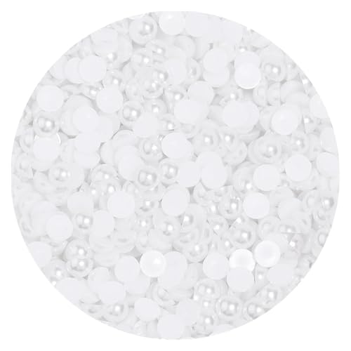 50 bis 500 Stück 2–14 mm Kunststoffperlen, halbrund, flache Rückseite, lose Perlen for DIY-Bastelprojekte, Nagelkunst-Dekoration(Pure White,12mm 50Pcs) von Generisch