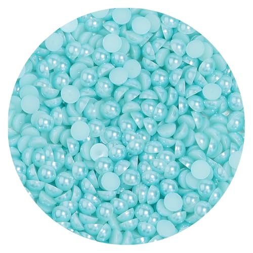 50 bis 500 Stück 2–14 mm Kunststoffperlen, halbrund, flache Rückseite, lose Perlen for DIY-Bastelprojekte, Nagelkunst-Dekoration(Water Blue,3mm 400Pcs) von Generisch