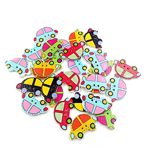 50 niedliche kleine Auto-Holzknöpfe zum Selbermachen, Nähen, Handarbeiten, Scrapbooking, Basteln – zufällige Farbe, Mode mit nett von Generisch