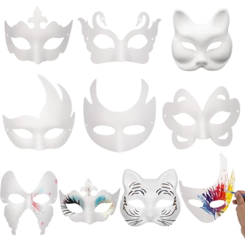 50 unlackierte Pappmaché-Masken, weiße Halbgesichtsmasken für Maskeraden, Halloween-Partys und Theateraufführungen von Generisch
