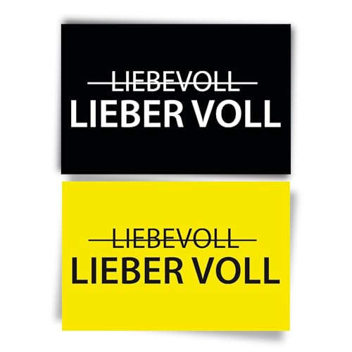 50x LIEBE(R) VOLL NEON Malle Sticker - Mallorca Party Accessoires - Lustige Aufkleber für Festival, Agrar, Sauf (NEON GELB/SCHWARZ) von TRINKFREUNDE