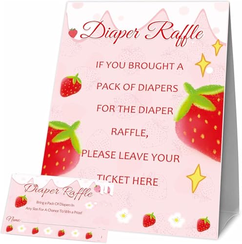51 Stück rosa Erdbeer-Windel-Tickets Stehschild Babyparty-Spiele-Kit A Berry Sweet Baby is On The Way Shower 51 Stück rosa Erdbeer-Windel-Tickets Stehschild Babyparty-Spiele-Kit A Berry Sweet Baby is On The Way Shower von Generisch