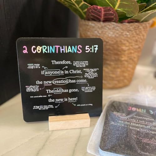 52 Skripturkarten, Bibelvers-Karten mit Holzständer, ein kartierter Bibelvers für jede Woche des Jahres, christliche Bibelversen, Deko-Set, tragbare christliche Ermutigung, Lehrs-Sonntagsschulgeschenk von Generisch