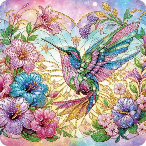 5D DIY Kolibri-Blume, spezielle geformte Diamantkunst, Diamant-Malerei-Set für Erwachsene, Stickbilder, Kunsthandwerk für Anfänger, Heimdekoration, Geschenk, 30 x 30 cm, Kolibri-Blume 5D DIY Kolibri-Blume, spezielle geformte Diamantkunst, Diamant-Malerei-Set für Erwachsene, Stickbilder, Kunsthandwerk für Anfänger, Heimdekoration, Geschenk, 30 x 30 cm, Kolibri-Blume von Generisch