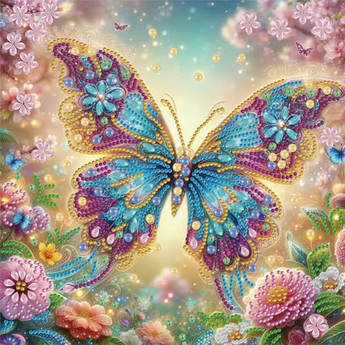 5D-Diamant-Kunst, Diamant-Malerei-Set für Erwachsene, Stickbilder, Kunsthandwerk für Anfänger, Heimdekoration, Geschenk, 30 x 30 cm, Schmetterling-1 5D-Diamant-Kunst, Diamant-Malerei-Set für Erwachsene, Stickbilder, Kunsthandwerk für Anfänger, Heimdekoration, Geschenk, 30 x 30 cm, Schmetterling-1 von Generisch