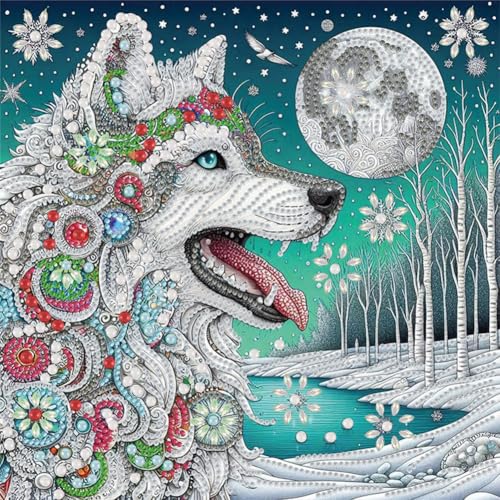 5D-Diamant-Malerei-Set zum Selbermachen, Wolf, Diamant-Malerei-Set für Erwachsene, Stickbilder, Kunsthandwerk für Anfänger, Heimdekoration, Geschenk, 30 x 30 cm, Wolf 5D-Diamant-Malerei-Set zum Selbermachen, Wolf, Diamant-Malerei-Set für Erwachsene, Stickbilder, Kunsthandwerk für Anfänger, Heimdekoration, Geschenk, 30 x 30 cm, Wolf von Generisch
