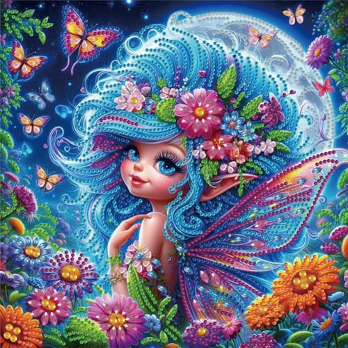5D-Diamant-Malerei-Set zum Selbermachen, spezielle Form, Elfen-Malerei-Set für Erwachsene, Stickbilder, Kunsthandwerk für Anfänger, Heimdekoration, Geschenk, 30 x 30 cm, Elfe 5D-Diamant-Malerei-Set zum Selbermachen, spezielle Form, Elfen-Malerei-Set für Erwachsene, Stickbilder, Kunsthandwerk für Anfänger, Heimdekoration, Geschenk, 30 x 30 cm, Elfe von Generisch