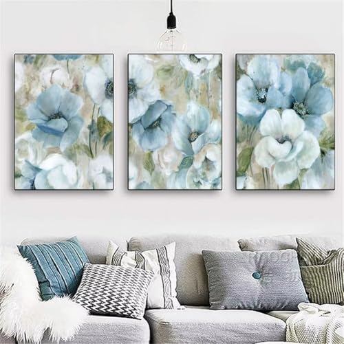 5D Diamant Painting Set, 3 Stück Diamond Painting Bilder, DIY Diamant Malerei Kinder Erwachsene Full Diamond Painting nach Zahlen Diamond Art Kits für Home Wall Décor Blaue Blumen Round 120x60cm Y4980 5D Diamant Painting Set, 3 Stück Diamond Painting Bilder, DIY Diamant Malerei Kinder Erwachsene Full Diamond Painting nach Zahlen Diamond Art Kits für Home Wall Décor Blaue Blumen Round 120x60cm Y4980 von Generisch