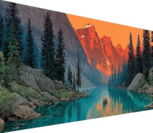 5D Diamond Painting Erwachsene Berg Diamond Painting Fluss DIY 5D Voller (Eckige) Diamant Art Anfänger Basteln Set, Stickerei Kreuzstich Malerei für Wand Deko, Geschsenk für Mädchen 50x100cm 8-6455 von Generisch