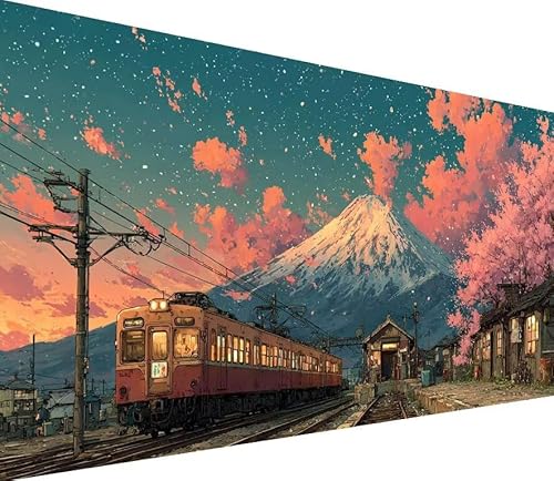 5D Diamond Painting Erwachsene Berg Diamond Painting Zug DIY 5D Voller (Eckige) Diamant Art Anfänger Basteln Set, Stickerei Kreuzstich Malerei für Wand Deko, Geschsenk für Mädchen 80x160cm A-6Y72 von Generisch