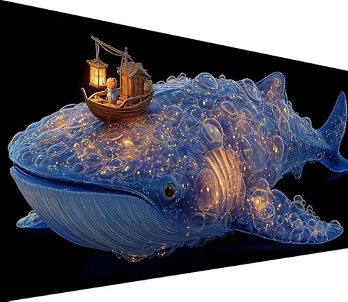 5D Diamond Painting Erwachsene Boot Diamond Painting Fisch DIY 5D Voller (Eckige) Diamant Art Anfänger Basteln Set, Stickerei Kreuzstich Malerei für Wand Deko, Geschsenk für Mädchen 80x160cm 7-Y976 von Generisch