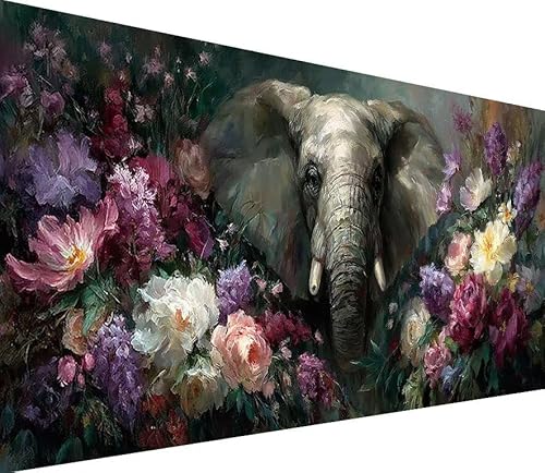 5D Diamond Painting Erwachsene Elefant Diamond Painting Blume DIY 5D Voller (Eckige) Diamant Art Anfänger Basteln Set, Stickerei Kreuzstich Malerei für Wand Deko, Geschsenk für Mädchen 40x80cm G-1D92 von Generisch