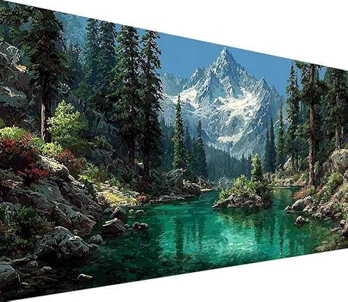 5D Diamond Painting Erwachsene Fluss Diamond Painting Berg DIY 5D Voller (Eckige) Diamant Art Anfänger Basteln Set, Stickerei Kreuzstich Malerei für Wand Deko, Geschsenk für Mädchen 80x160cm 9-9N88 von Generisch