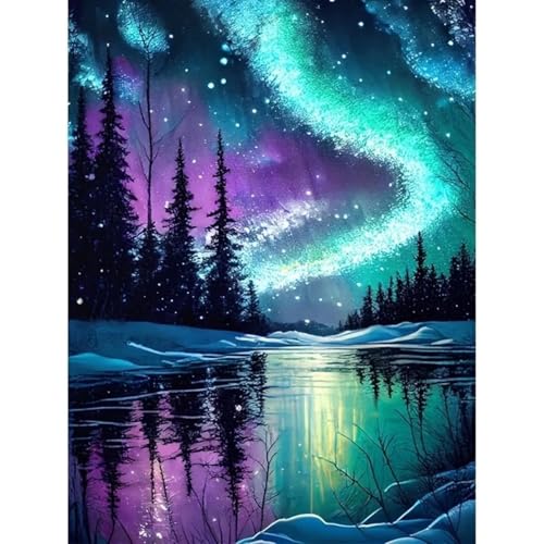 5D Diamond Painting Erwachsene Kits, DIY Diamantmalerei Bilder, Aurora Groß Mosaikherstellung Malen Nach Zahlen Quadrat Full Drill Cross Stickerei Malerei Kits für Home Wand Décor 50x70cm Z-5289 von Generisch