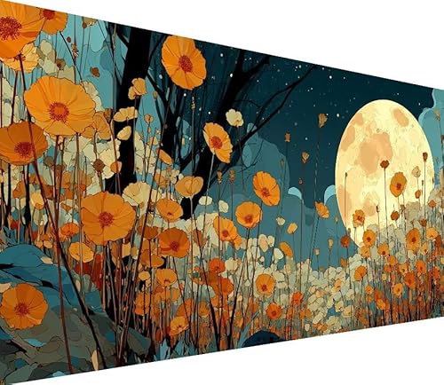 5D Diamond Painting Erwachsene Mond Diamond Painting Blume DIY 5D Voller (Eckige) Diamant Art Anfänger Basteln Set, Stickerei Kreuzstich Malerei für Wand Deko, Geschsenk für Mädchen 50x100cm J-U279 von Generisch