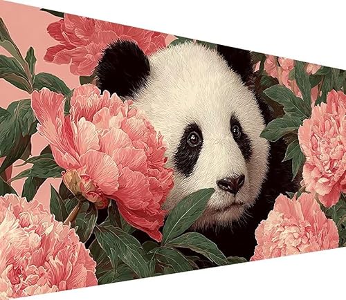 5D Diamond Painting Erwachsene Panda Diamond Painting Blume DIY 5D Voller (Eckige) Diamant Art Anfänger Basteln Set, Stickerei Kreuzstich Malerei für Wand Deko, Geschsenk für Mädchen 40x80cm 0-KV48 von Generisch