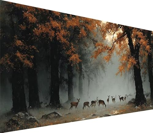 5D Diamond Painting Erwachsene Reh Diamond Painting Tier DIY 5D Voller (Eckige) Diamant Art Anfänger Basteln Set, Stickerei Kreuzstich Malerei für Wand Deko, Geschsenk für Mädchen 60x120cm W-1296 von Generisch