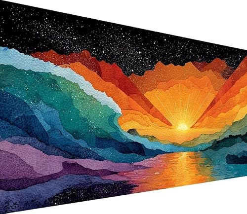 5D Diamond Painting Erwachsene Sonnenuntergang Diamond Painting Sea DIY 5D Voller (Eckige) Diamant Art Anfänger Basteln Sets, Stickerei Kreuzstichi für Wand Deko, Geschsenk für Mädchen 40x80cm 6-4B46 von Generisch