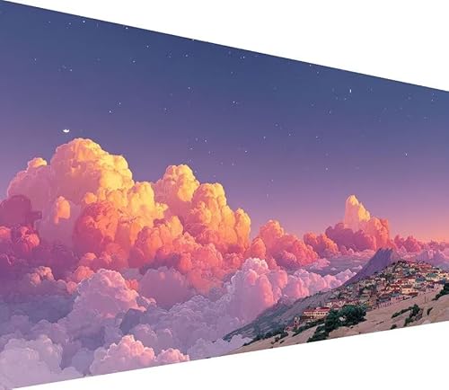5D Diamond Painting Erwachsene Wolke Diamond Painting Stadt DIY 5D Voller (Eckige) Diamant Art Anfänger Basteln Set, Stickerei Kreuzstich Malerei für Wand Deko, Geschsenk für Mädchen 70x140cm K-ZN23 von Generisch