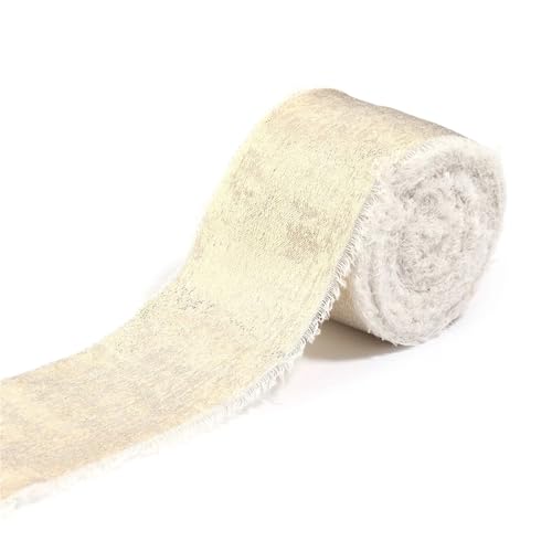 5M Roll Frayed Edge Satin Band Handgefertigtes Chiffon Band für Hochzeitsstrauß Verpackung Geschenkverpackung Dekoration Home Handwerk Zubehör(Champagne color) von Generisch