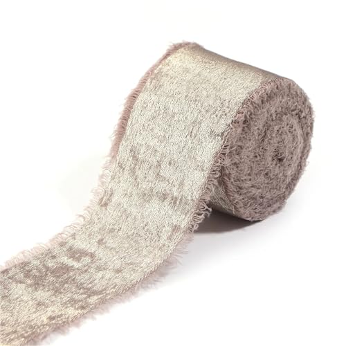 5M Roll Frayed Edge Satin Band Handgefertigtes Chiffon Band für Hochzeitsstrauß Verpackung Geschenkverpackung Dekoration Home Handwerk Zubehör(Light brown) von Generisch