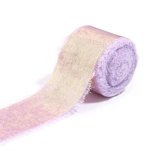 5M Roll Frayed Edge Satin Band Handgefertigtes Chiffon Band für Hochzeitsstrauß Verpackung Geschenkverpackung Dekoration Home Handwerk Zubehör(Light purple) von Generisch