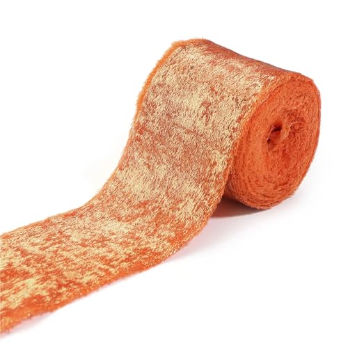 5M Roll Frayed Edge Satin Band Handgefertigtes Chiffon Band für Hochzeitsstrauß Verpackung Geschenkverpackung Dekoration Home Handwerk Zubehör(Orange) von Generisch